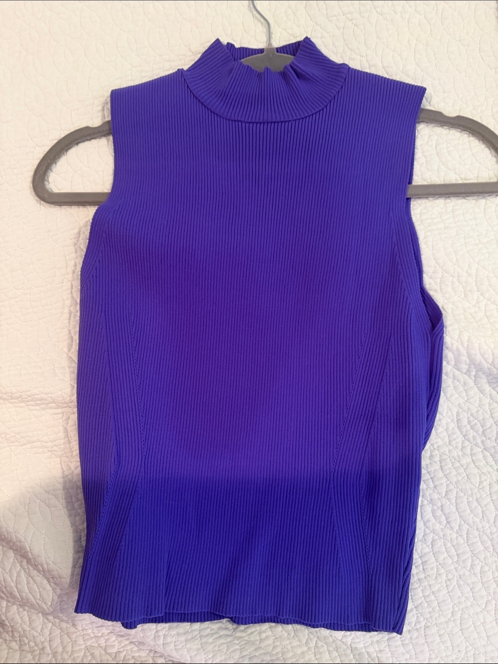 Sleeveless Ribbed Mock Neck Top - Purple